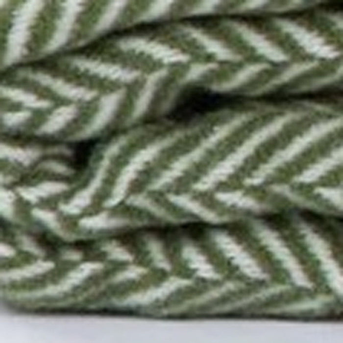 Moss Dreamy Soft Herringbone Throw Blanket - Green And White