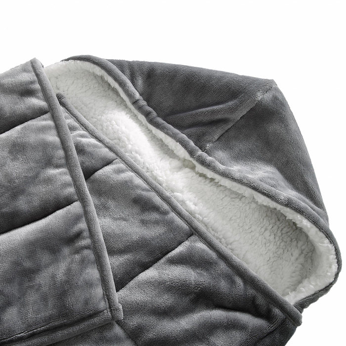 Deluxe Hooded Weighted Throw Blanket - Gray - Velvet