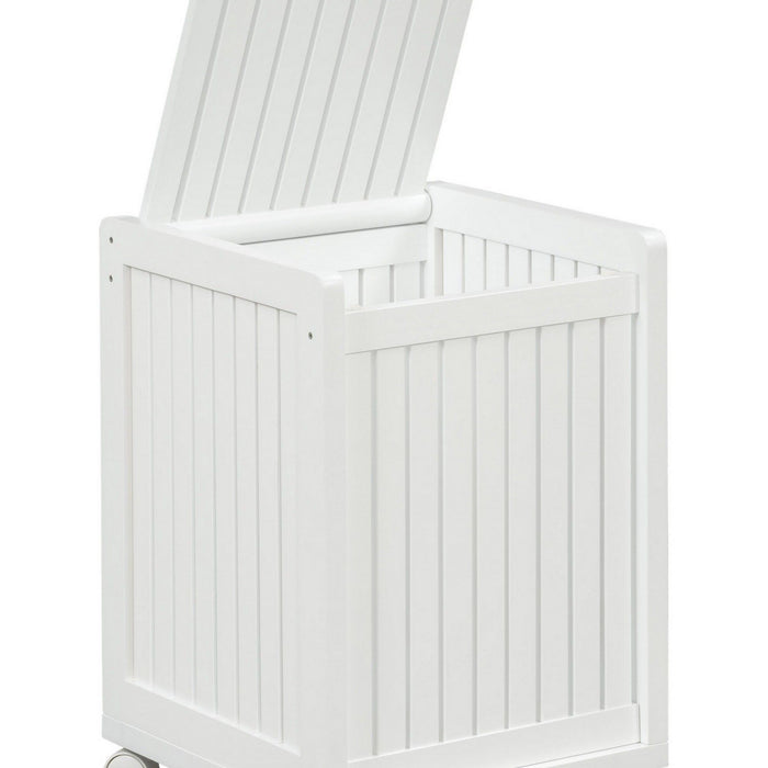 Rolling Laundry Hamper With Lid - White