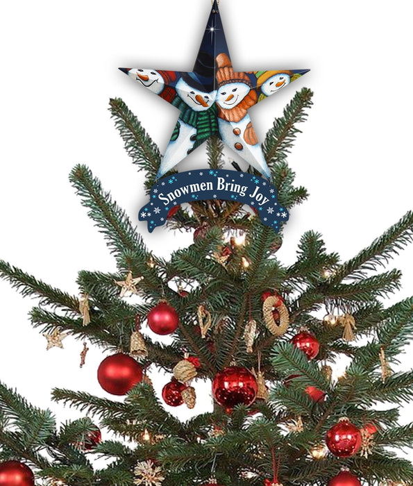 Star Shaped Snowmen Joy Christmas Ornaments (Set of 6)