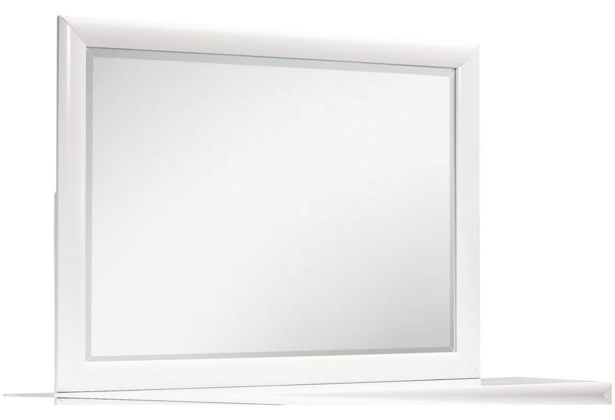 Mirror With Rectangular Wood Trim - White