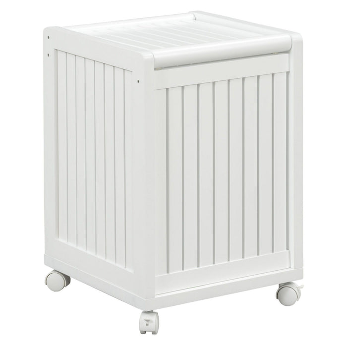 Rolling Laundry Hamper With Lid - White