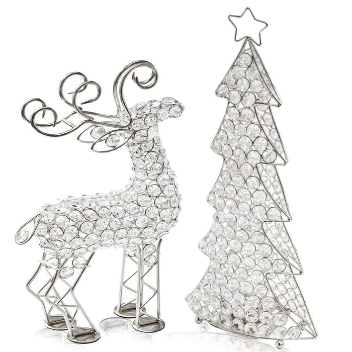 16"H Glam And Faux Crystal Christmas Tree - Silver