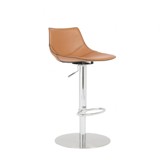 Swivel Low Back Bar Height Chair With Footrest 40" - Terra Cotta And Silver Steel