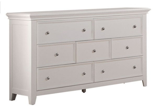 Solid Wood Seven Drawer Triple Dresser - White