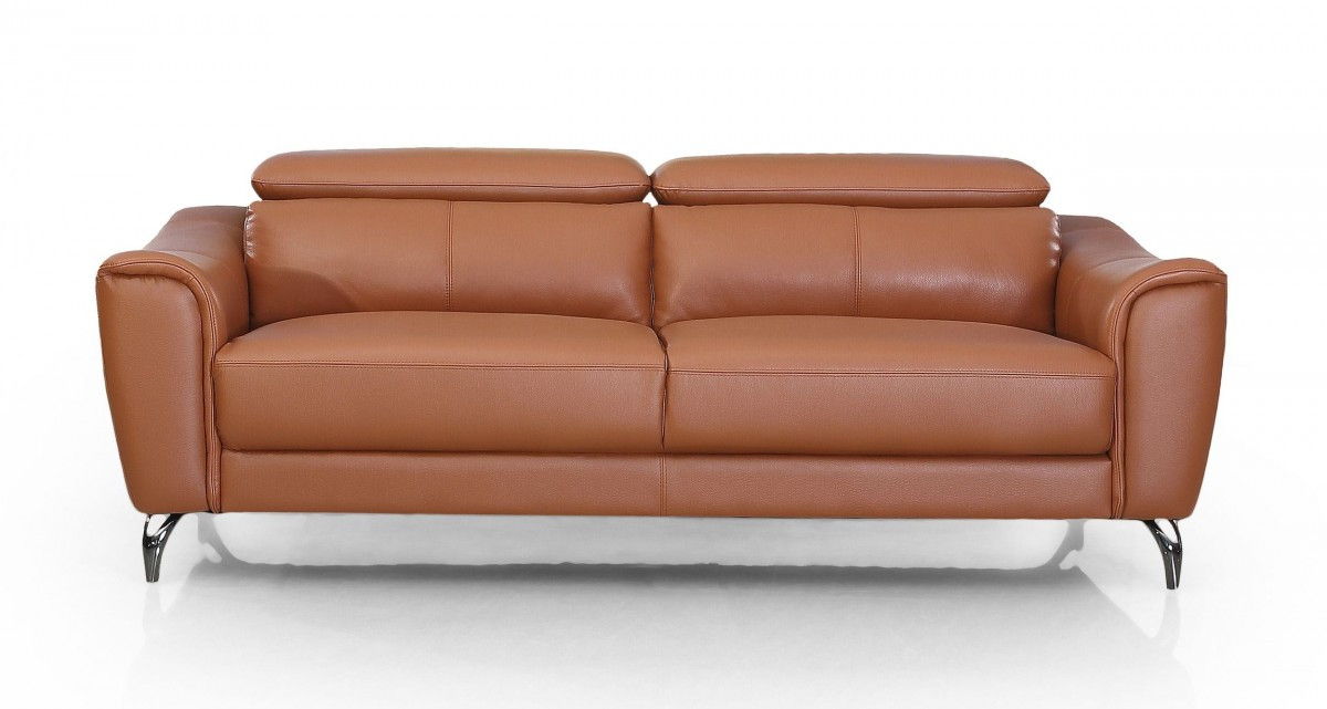 Urban Leather Adjustable Headrest Sofa - Brown