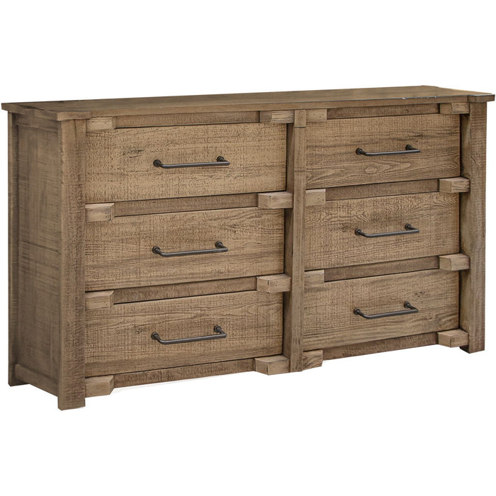 Wood 6 Drawer Double Dresser - Natural