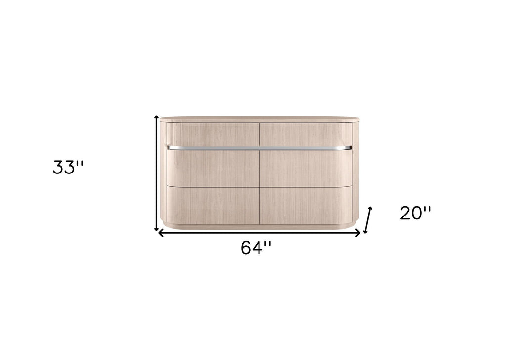 Six Drawer Double Dresser - Beige