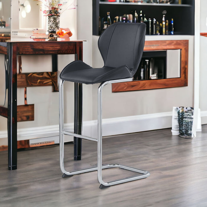 Metal Low Back Bar Height Bar Chairs (Set of 4) - Black / Silver