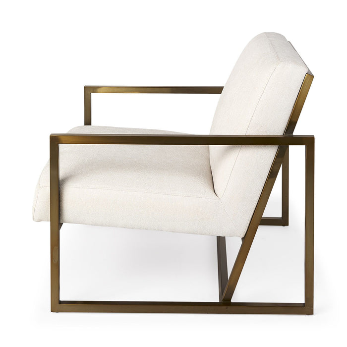 Geo Modern Accent Or Side Chair - Cream / Gold