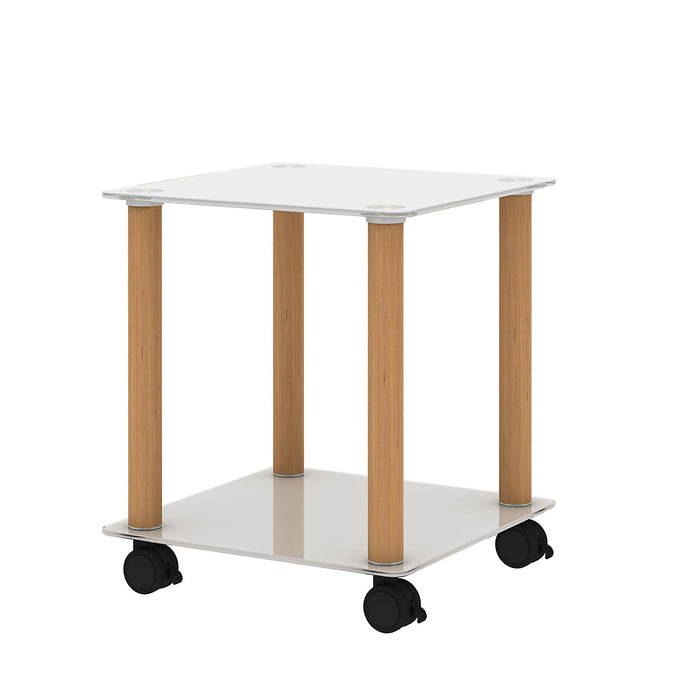 2 Piece Side Table, 2 Tier Space End Table, Modern Night Stand, Sofa Table, Side Table With Storage Shelve - White / Oak