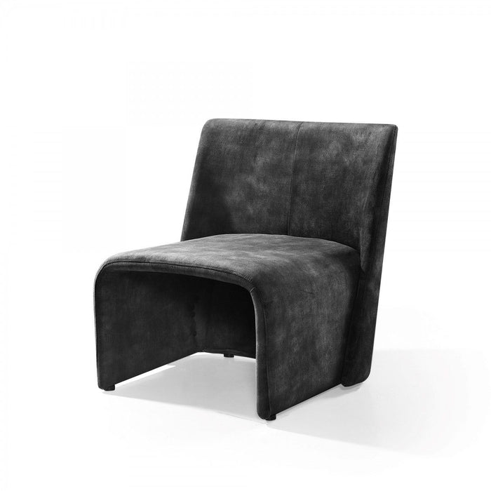 Velvet Solid Color Side Chair - Dark Gray