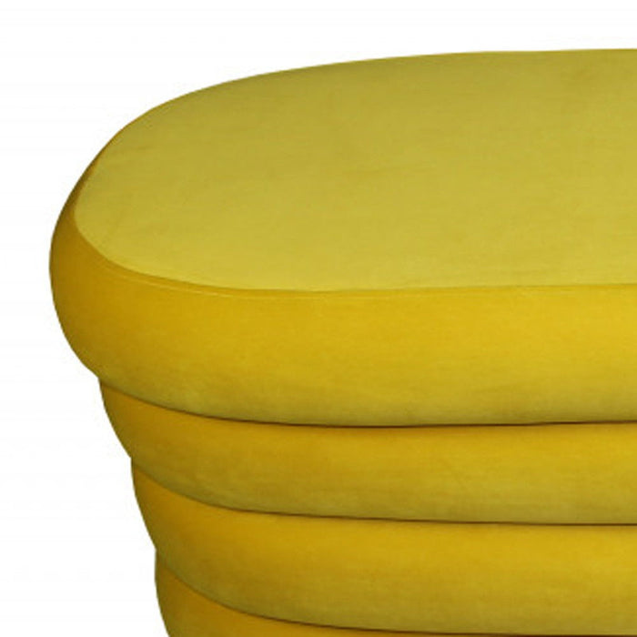 Velvet Tufted Oval Ottoman - Yellow