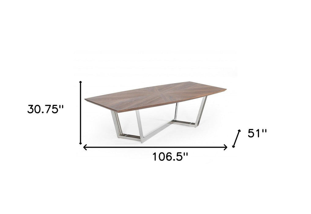 Rectangular And Iron Dining Table - Walnut And Silver