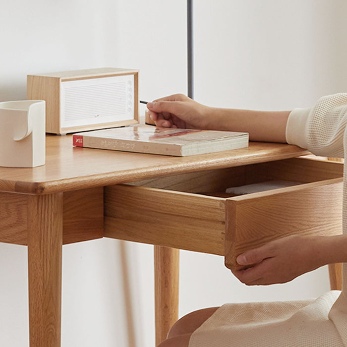 Computer Study, Work Desk Dressing Table Slim With Drawer - Oak Natural