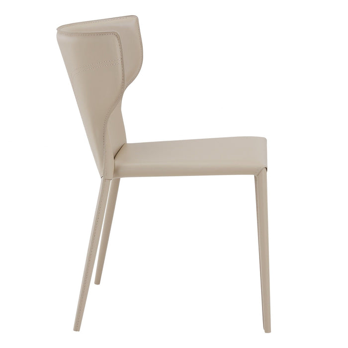 Upholstered Leather Curved Back Dining Side Chairs (Set of 2) - Beige