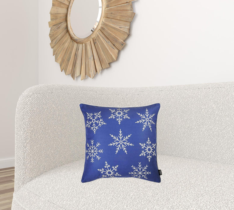 18"Lx18"H Christmas Snowflakes Throw Pillow Cover (Set of 4) - Blue