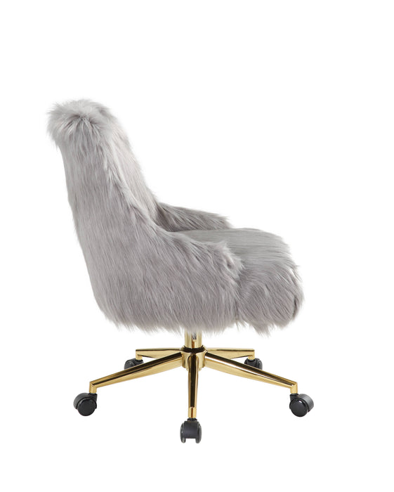 Arundell II - Faux Fur Office Chair - Gold / Gray