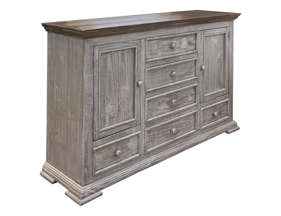 Solid Wood Six Drawer Triple Dresser - Gray