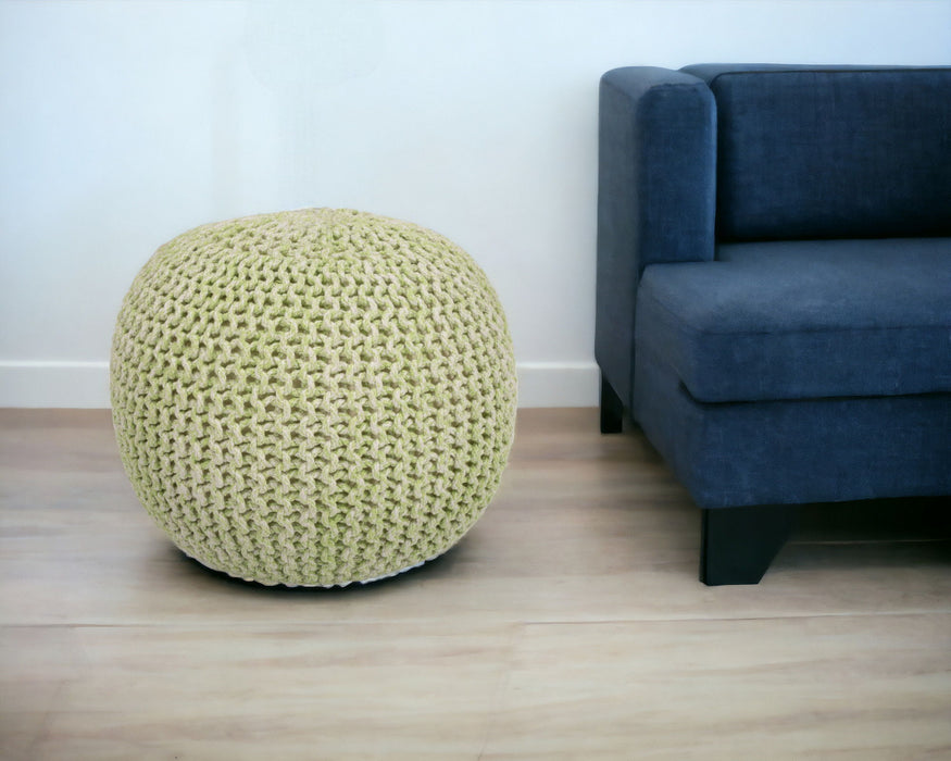 Round Pouf Ottoman - Green