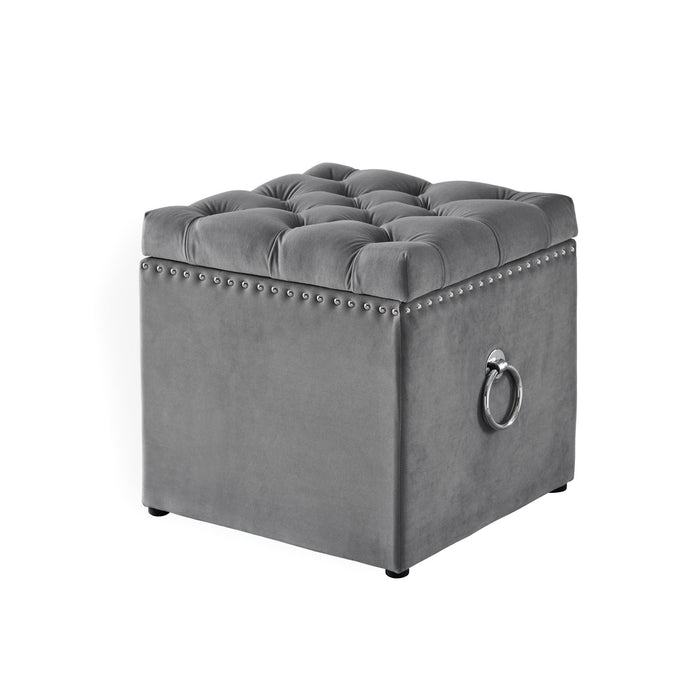 Velvet Tufted Storage - Gray / Black