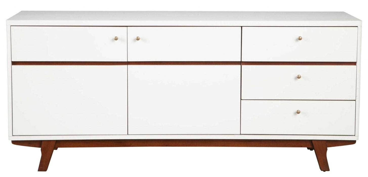 Mahogany Solids And Veneer Cabinet Enclosed Storage TV Stand - White