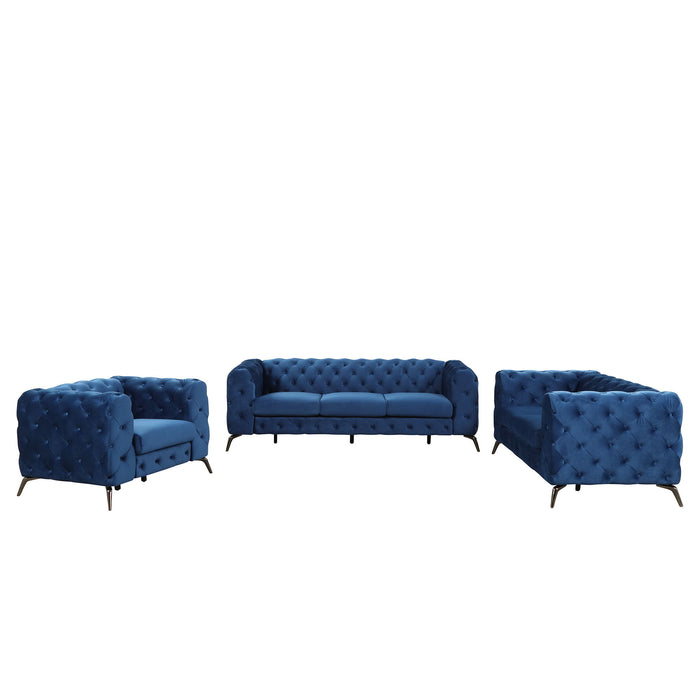 3 Piece Sofa Sets Modern With Sturdy Metal Legs, Velvet Upholstered Couches Sets Including Three Seat Sofa, Loveseat And Single Chair For Living Room Furniture Set