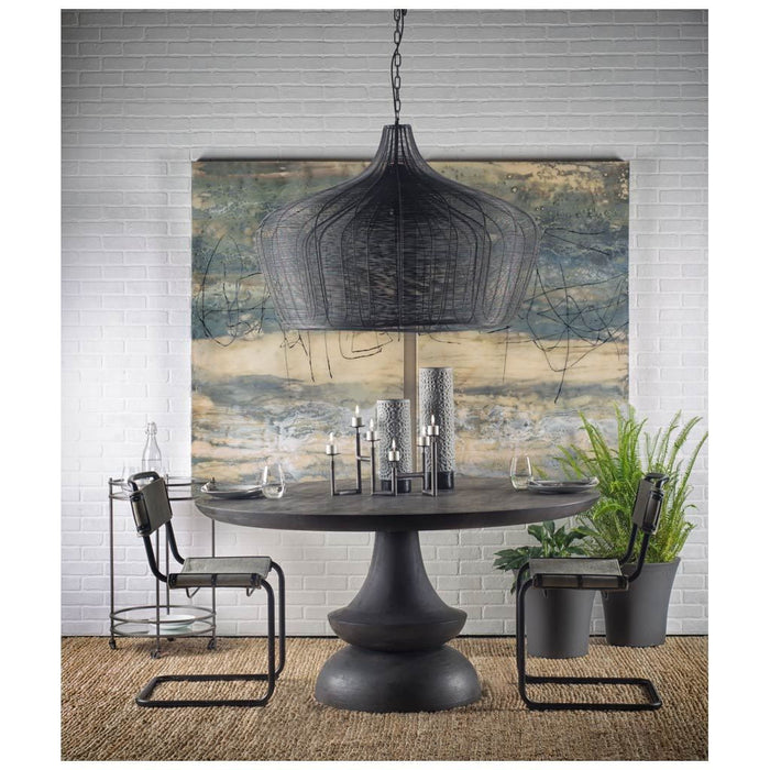 Round Charcoal Solid Wood Table Top And Base Dining Table - Gray