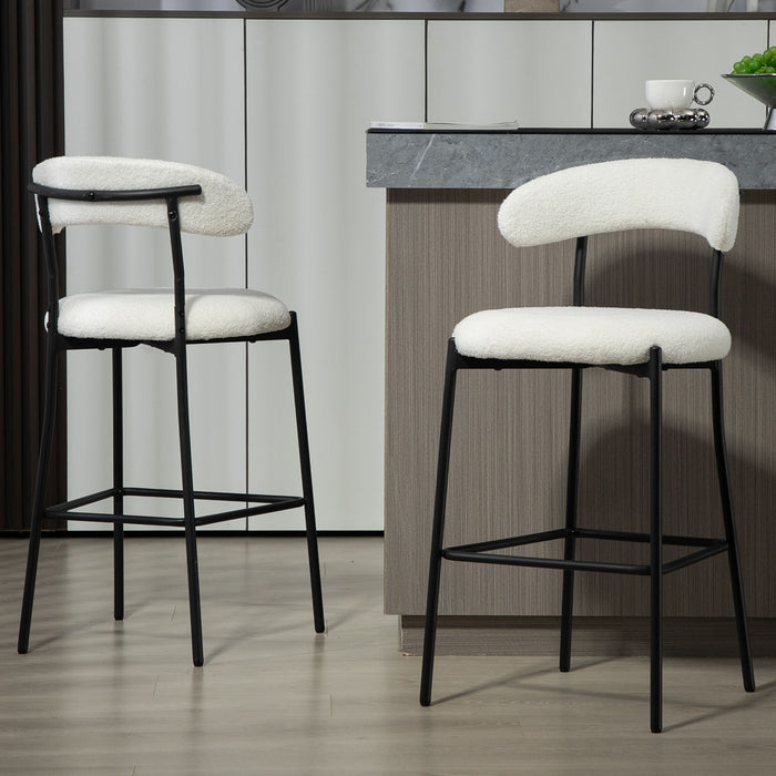 Counter Height Bar Stools Teddy Fabric Cover Kitchen Island Counter Bar Stool With Footrest