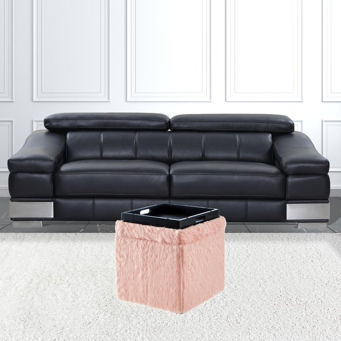 Faux Fur Storage - Blush / Black