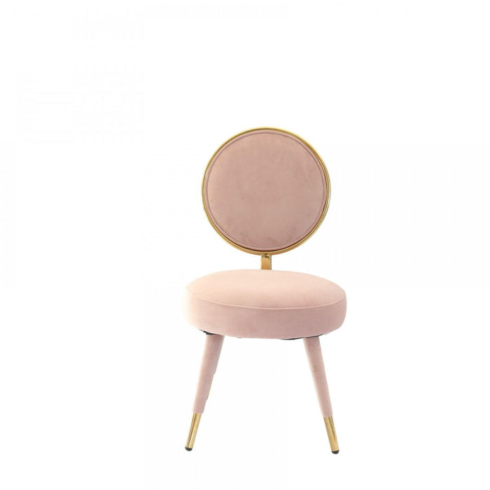 Velvet Solid Color Side Chair (Set of 2) - Pink / Gold