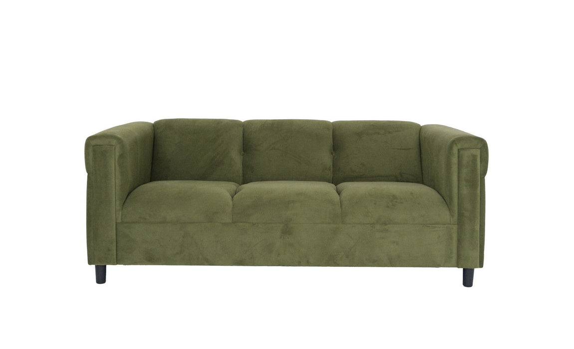 Suede Sofa With Black Legs - Moss Green