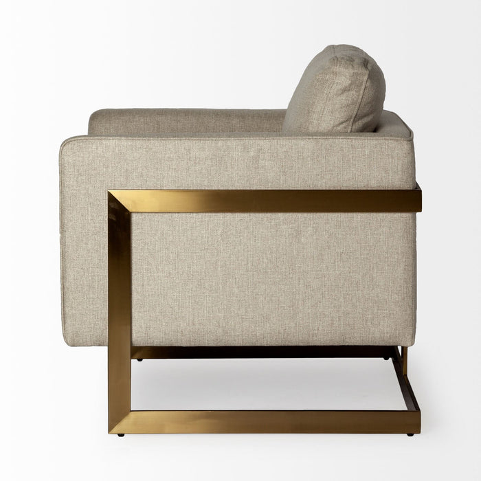 Fabric Club Chair - Cream / Gold