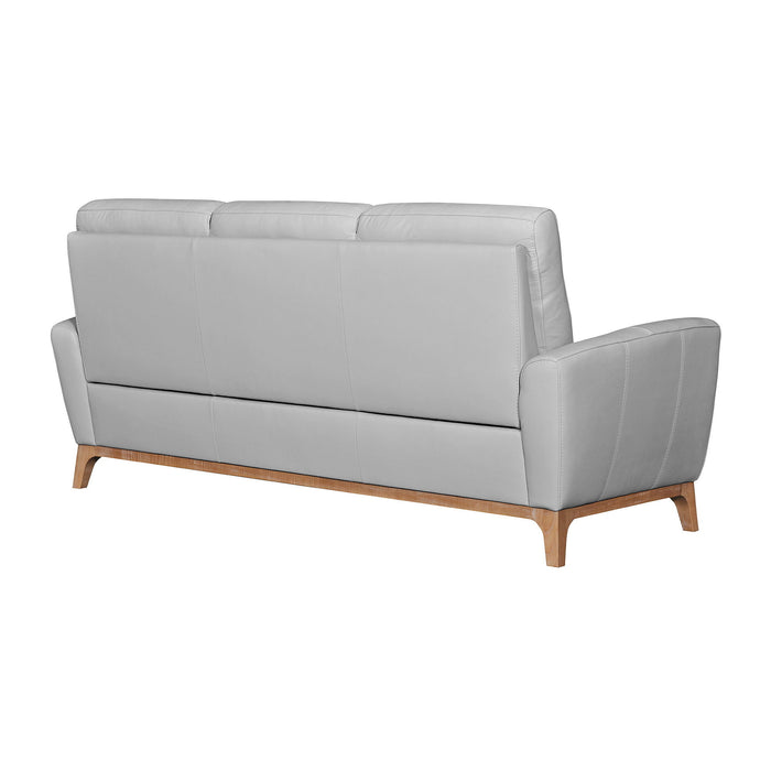 Sofa Leather With Brown Legs - Gray