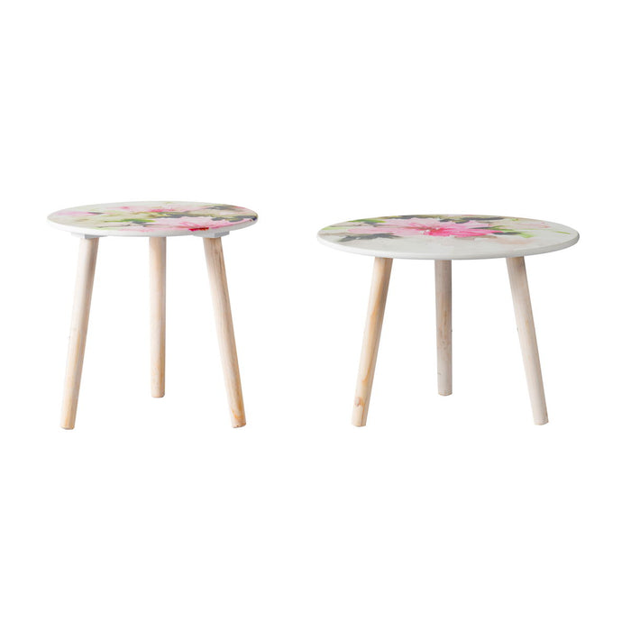 Side Tables (Set of 2) - Pink / White