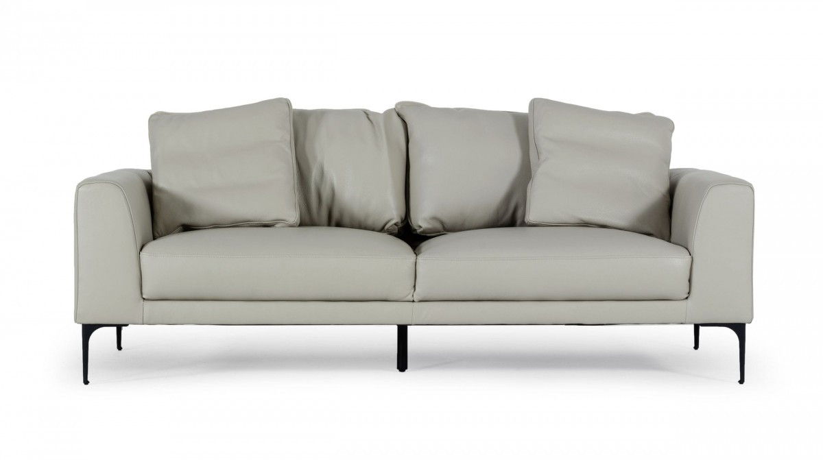 Contemporary Leather Sofa - Light Gray