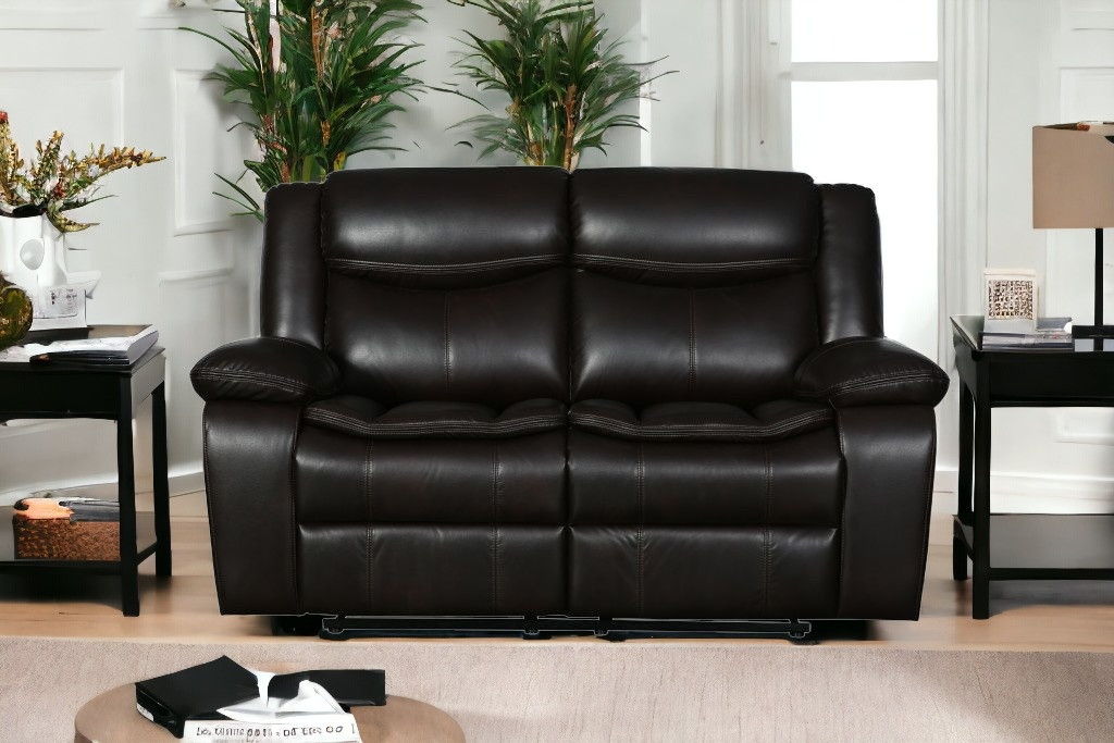 Faux Leather Love Seat Manual Reclining - Brown