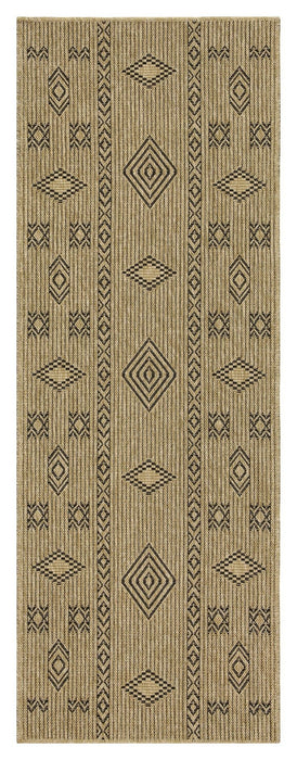 Earth - 2'7" X 7'3" Indoor, Outdoor Area Rug - Jute / Black