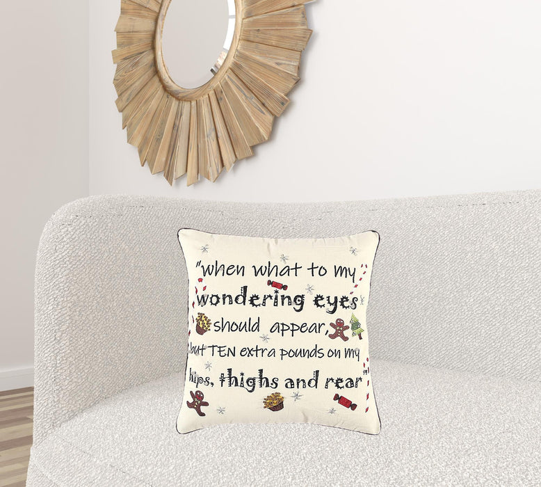 Modern Christmas Sentiment Whimsical Throw Pillow - Ivory And Black