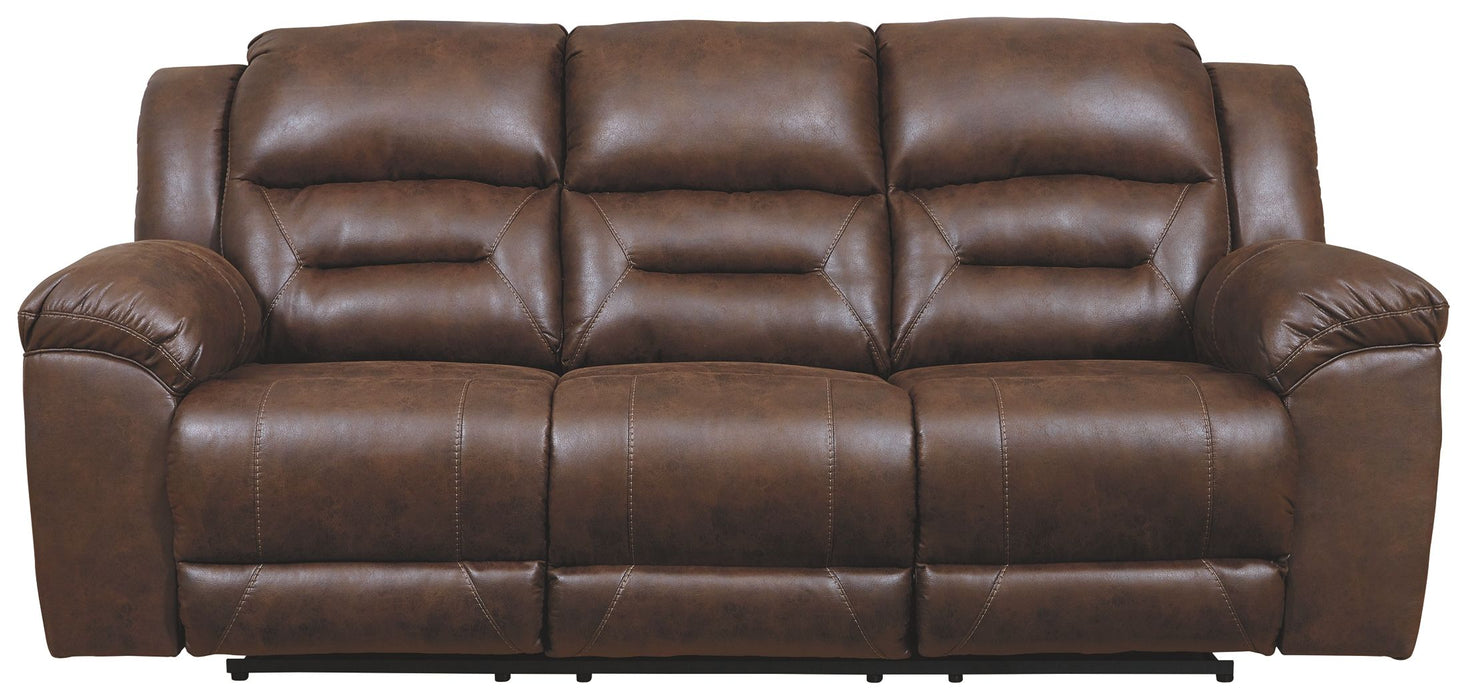 Stoneland - Chocolate - Reclining Sofa - Faux Leather