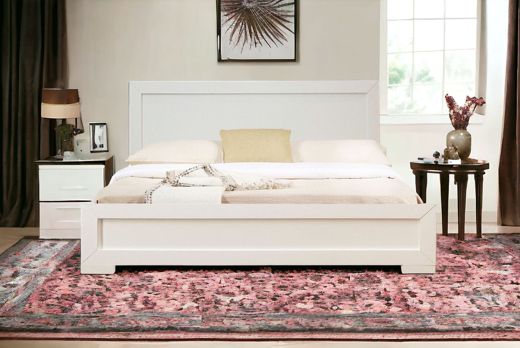 King Platform Bed - White Wood