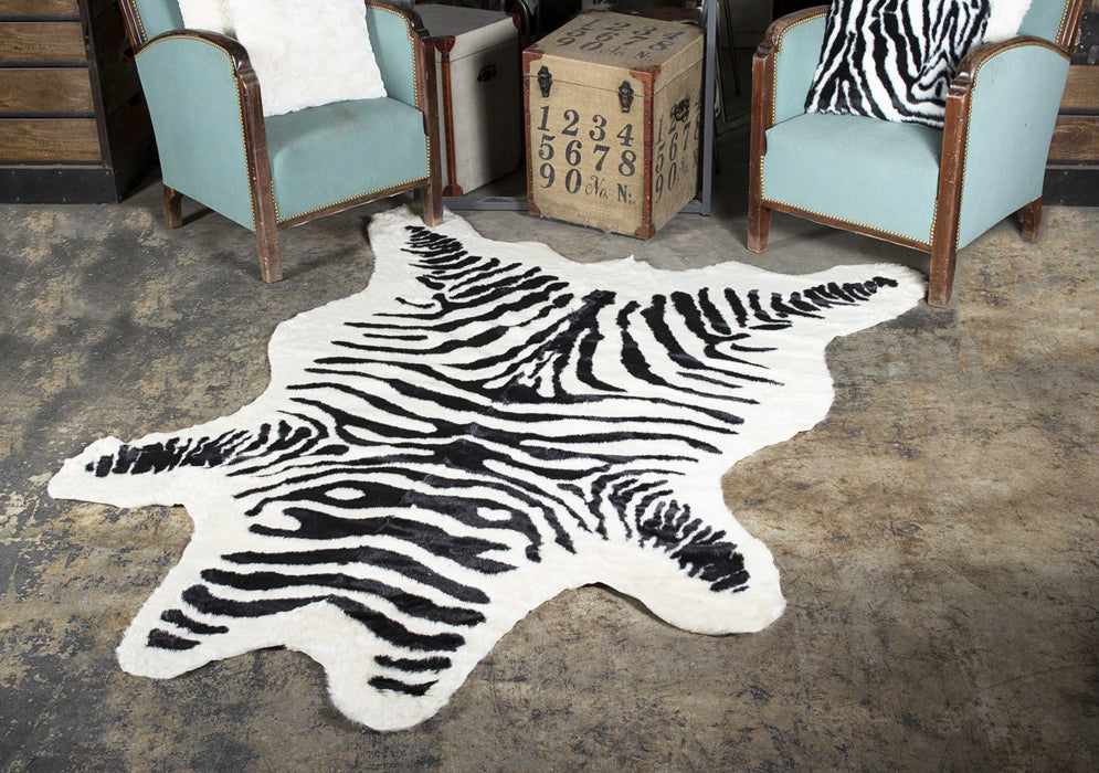 Zebra Print Area Rug - Black And White - 63" x 90"