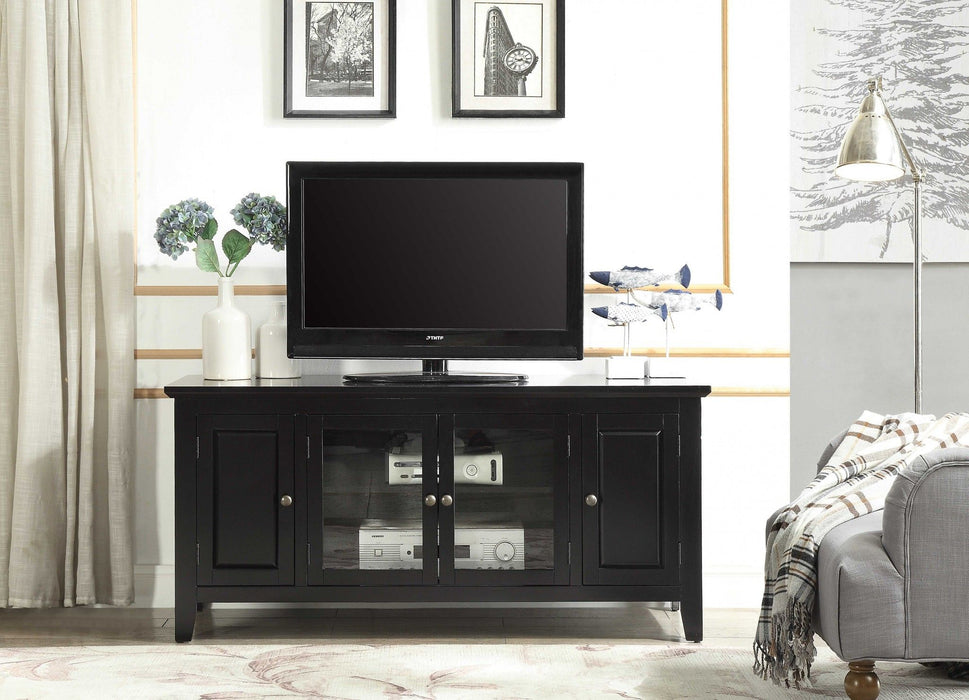 Wood Glass TV Stand For Flat Screen Tvs Up To 60' - Black