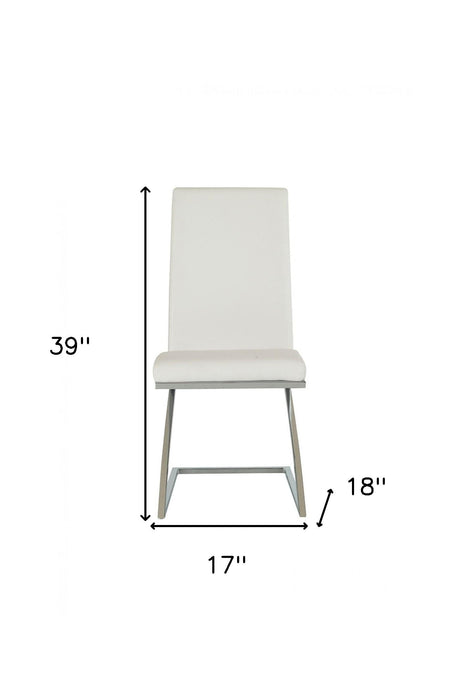 Modern Faux Leather And Chrome Dining Chairs (Set of 2) - White