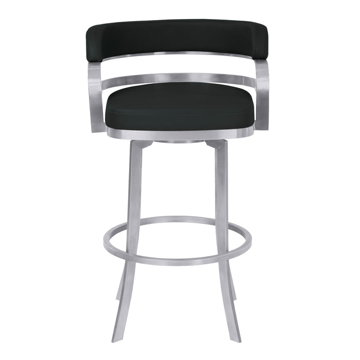 34" Swivel Low Back Counter Height Bar Chair - Black / Silver