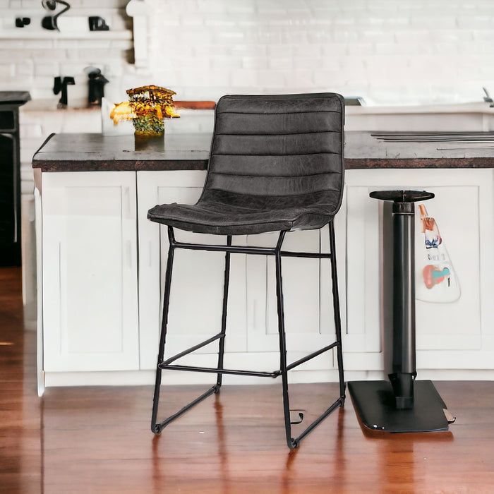 37.8" Iron Counter Height Bar Chair - Black