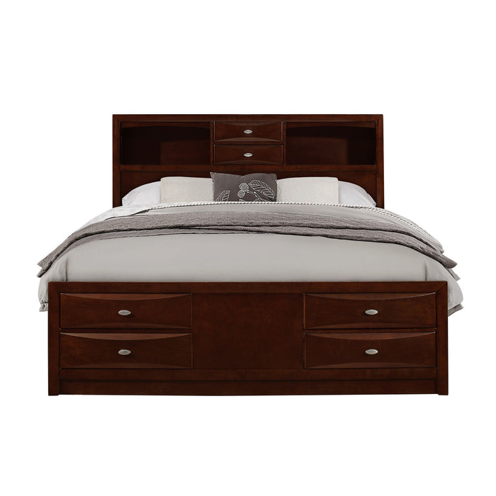 Solid Wood Queen Eight Drawers Bed - Merlot