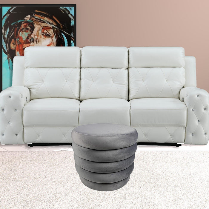 Velvet Tufted Round Cocktail Ottoman - Gray