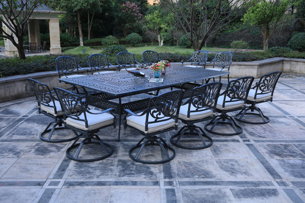 Rectangular Metal Dining Set With Cushions