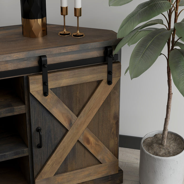 Farmhouse - Corner TV Stand - Barnwood